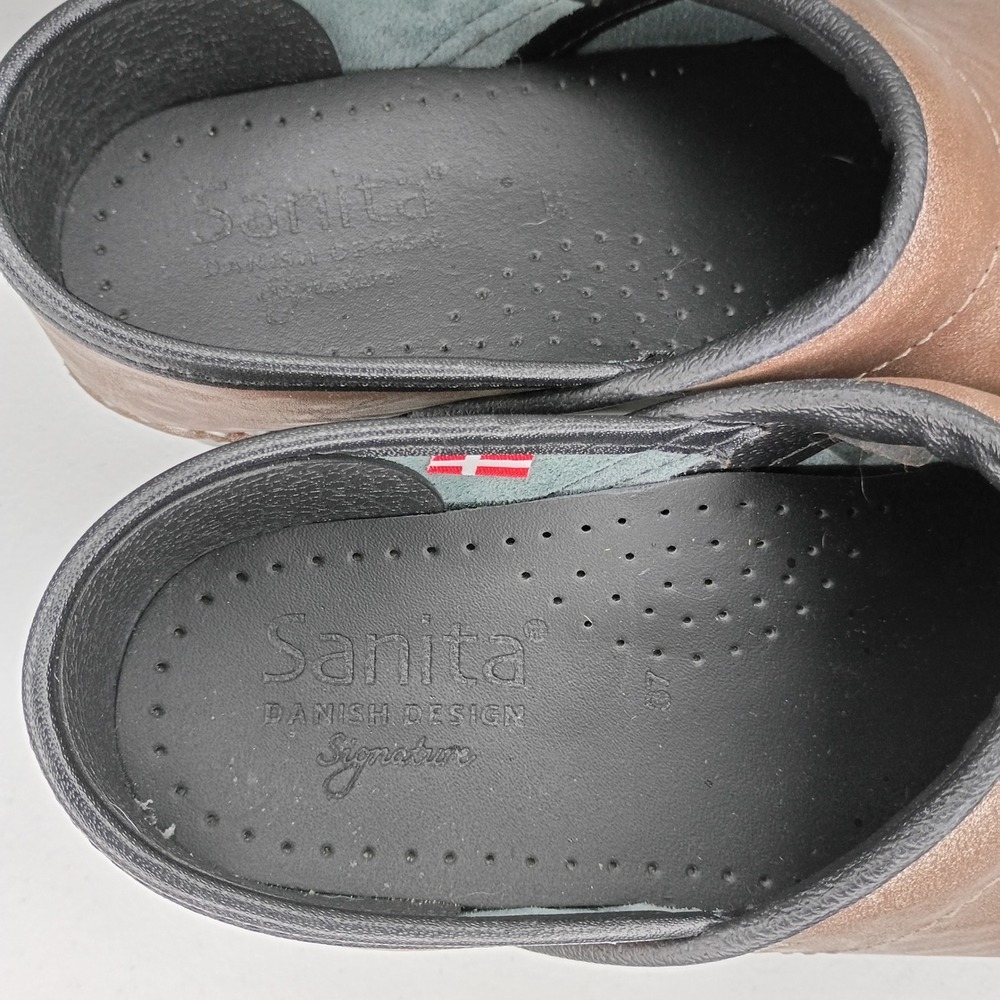 Sanita Professional Clogs 6.5 Bronze Brown Leather EUC EU 37 - Picture 6 of 8